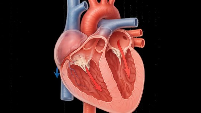 Human Heart Anatomy Illustration: Blood Flow Diagram