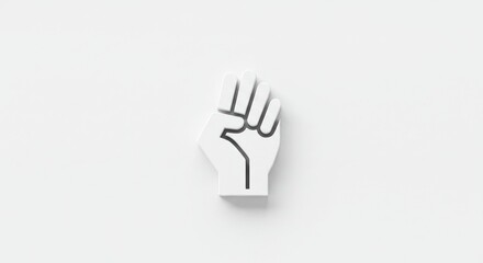 Obraz premium Minimalistic white fist symbol on a plain background representing power and solidarity