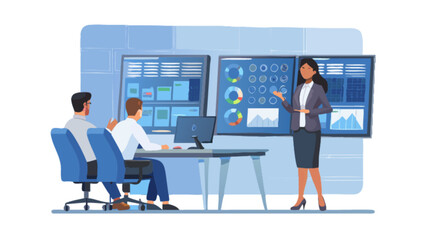 Business presentation meeting data analysis dashboard analytics team collaboration office workplace conference room