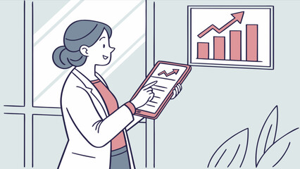 Woman analyzing business growth charts and data on tablet for investment and financial planning success