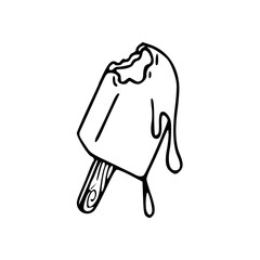 melting popsicle on a stick vector illustration