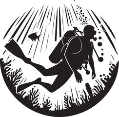 Scuba Diver Vector Silhouette