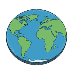 Fototapeta premium Cartoon Earth Globe Depicting Continents and Oceans.