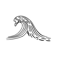 ocean wave vector line art