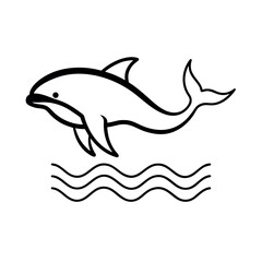Obraz premium Cute dolphin jumping over ocean waves icon