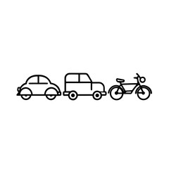 Row of vintage transportation icons