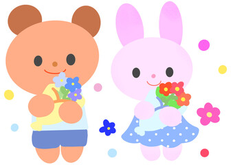 うさぎとくま花束