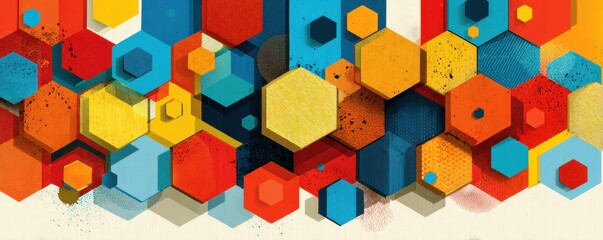 Obraz premium Colorful hexagonal abstract composition in modern geometric style design