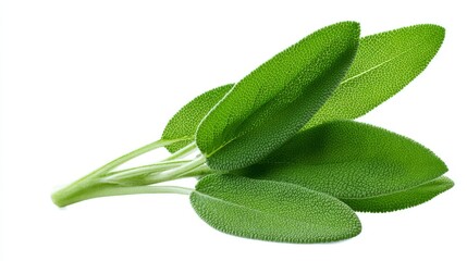 Fototapeta premium Fresh green sage leaves display a vibrant appearance. This herbs close-up captures rich textures and natural beauty. Perfect for culinary and creative projects. AI