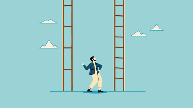 never underestimate the Importance of Small Steps concept vector illustration business people who offer stairs with normal or long step distances