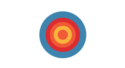 Concentric circles of blue, red, orange, & yellow on white