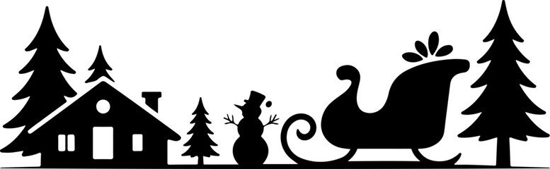 Christmas village Silhouette Vector Art
