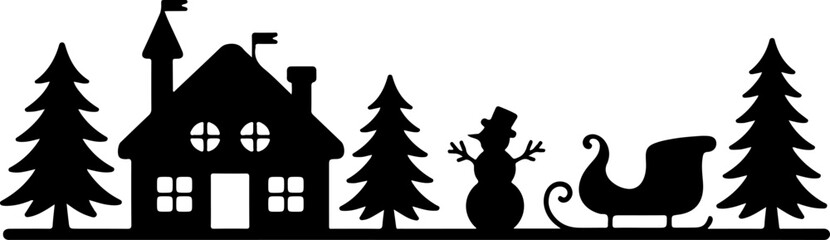 Christmas village Silhouette Vector Art