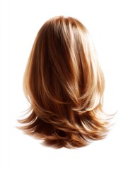 Naklejka premium A beautiful hairstyle showcasing soft, flowing locks. The hair shines with a vibrant hue. Perfect for fashion and beauty purposes. Ideal for hairstyling tutorials. AI