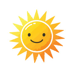 Fototapeta premium Smiling Cartoon Sun with Textured Watercolor Style.