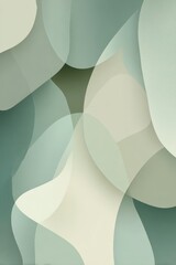 Abstract Overlapping Shapes in Green and Beige Tones