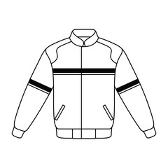 Blank Outline Track Jacket Vector. Template Front View Mockup Design