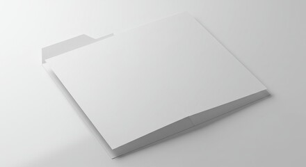 Blank White File Folder Mockup with Subtle Shadows on Clean Background, Minimalist Office Document Presentation