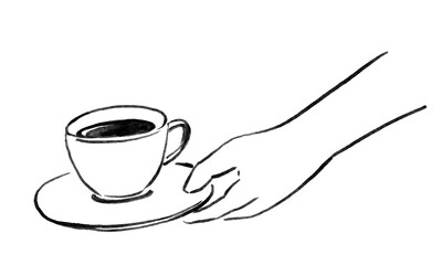 コーヒーカップを差し出す手