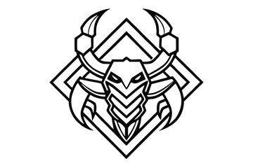 Fierce linear beetle crest displays symmetrical power inside a diamond shape in black