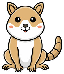 Cute cartoon animal with bushy tail sitting friendly