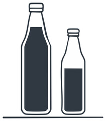 Two simple bottles with caps different sizes isolated vector design minimalist style