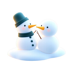 Cheerful cartoon snowmen sharing a joyful moment