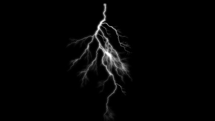 A powerful lightning bolt illuminating the night sky with raw energy a display of nature s force against stark black