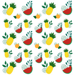 Tropical pattern with fruits vector illustration