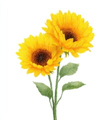 Obraz premium Two vibrant sunflowers, soft watercolor style