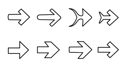 Various black outline directional arrow graphics