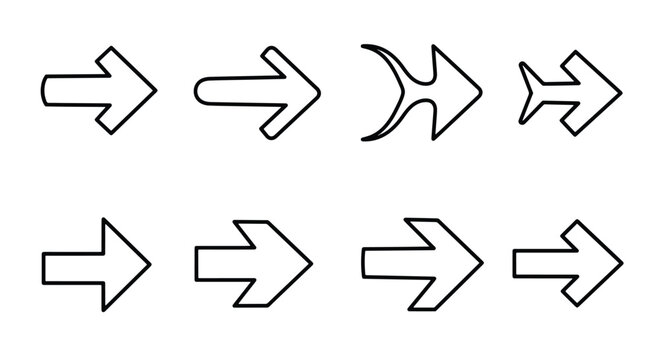 Various black outline directional arrow graphics