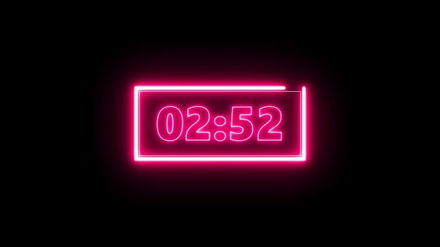 2 minute countdown animation from 120 seconds to 0 seconds. on black background. 4k video