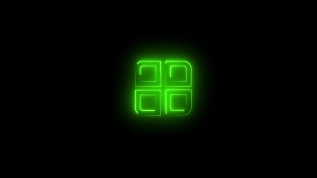 Animated Glowing Neon Apps Free Icon.Apps  icon animation.Bright App Symbol for Mobile Interfaces, Software UI, and Digital Media Projects