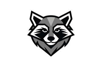 Focused raccoon gazes directly at viewer with a determined expression, rendered in grayscale tones