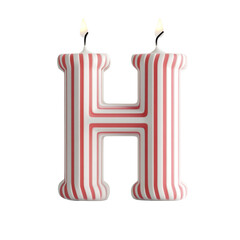 alphabet red white letter H candle birthday alphabet luxury texture on white background