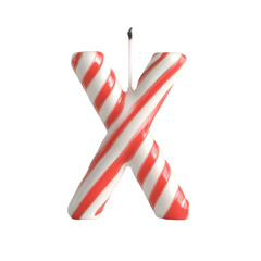 alphabet red white letter X candle birthday alphabet luxury texture on white background
