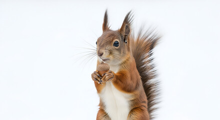 Obraz premium squirrel with nut white background