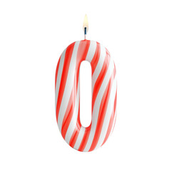 alphabet red white letter 0 candle birthday alphabet luxury texture on white background