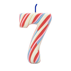 Obraz premium alphabet usa color style letter 7 candle birthday alphabet luxury texture on white background