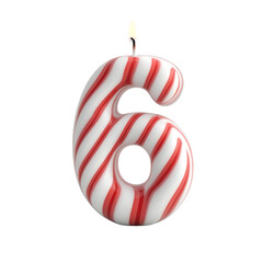 alphabet red white letter 6 candle birthday alphabet luxury texture on white background