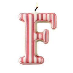 alphabet red white letter F candle birthday alphabet luxury texture on white background