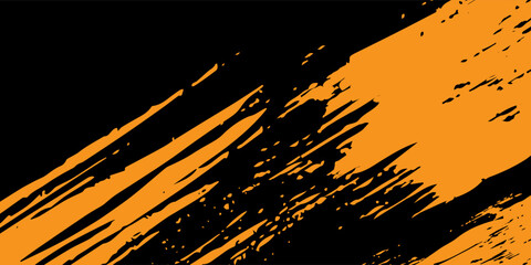 orange black brush Car sticker wrap pattern banner abstract sporty lines black orange color combination grunge brush modern. © SYAIFUL ANWAR