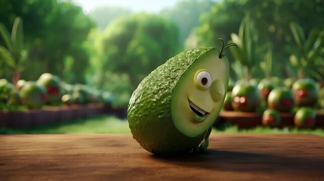 Funny Avocado Cartoon with Goofy Face