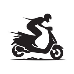 e scooter vector silhouette clip art logo design illustration. Transport icon set collections. © MdBadal