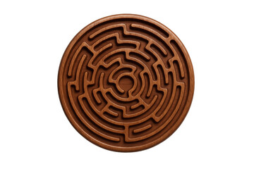 Intricate Circular Wooden Maze Design with Detailed Carving and Subtle Wood Grain Texture