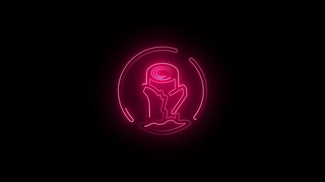 Glowing Neon Wood Icon Animation.Vibrant Glowing Neon Wood Design.Modern Nature-Inspired Icon for Apps, Websites, and Environmental Campaigns