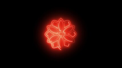  Neon flower Animation.Glowing Neon Poinsettia Logo Animation .adiant Christmas Flower Symbol for Branding, Social Media, and Winter Celebration Vide