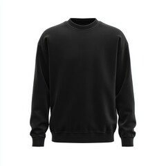 A minimalist shot of a solid black sweatshirt, simple, versatile and essential. This sweatshirt represents modern fashion and casual comfort.