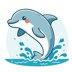 Smiling dolphin jumping out of water